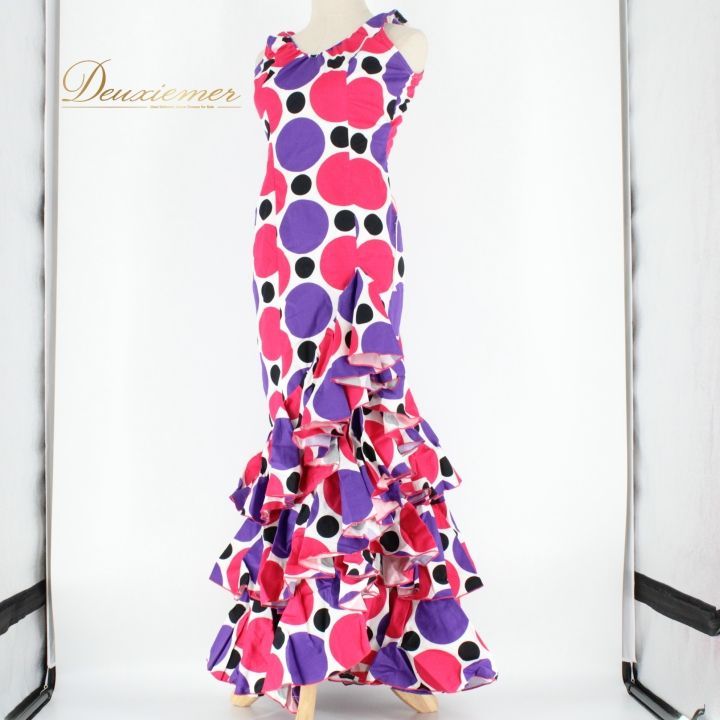 MOLINA フラメンコ ロングドレス バタデコーラ 舞台衣装 フリル 赤