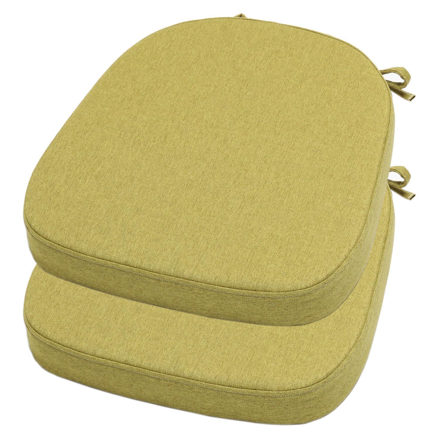【新着商品】食卓椅子用座布団 すべり止め付き クッション クッション クッション 43*41*4.5cm厚み チェア ひも付き 無地 2枚セット 椅子用 馬蹄形 洗える グリーン ダイニングチェア 座布団
