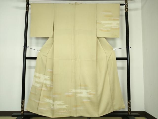 平和屋着物●上質な色無地　丸地紋　薄柿色　正絹　逸品　AAAZ4893ph 平和屋着物○上質な色無地 丸地紋 薄柿色 正絹 逸品 AAAZ4893ph