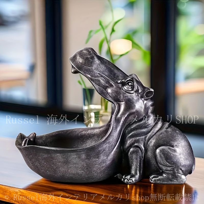 カバの小物入れ キー収納 鍵 デスク収納 置物 オブジェ 動物 アニマル