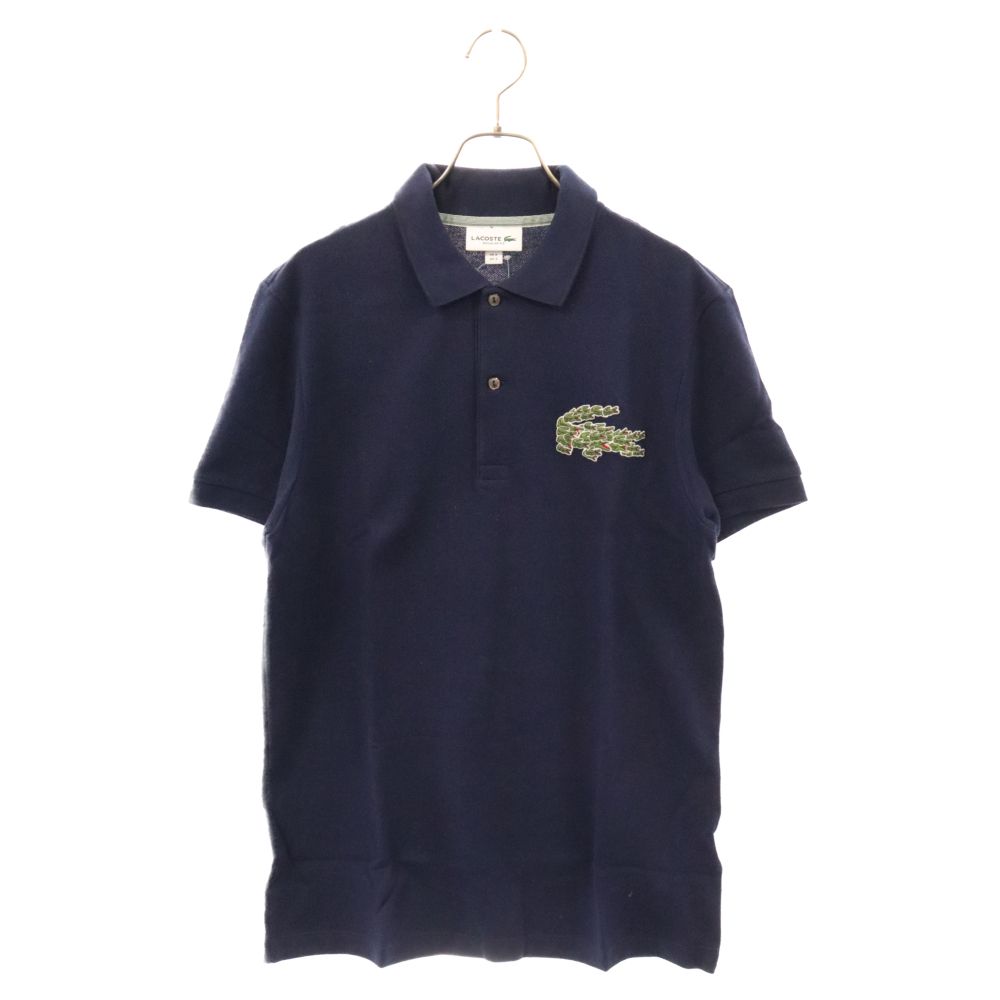 LACOSTE (ラコステ) マルチ ワッペン ロゴ ポロシャツ 半袖 ネイビー