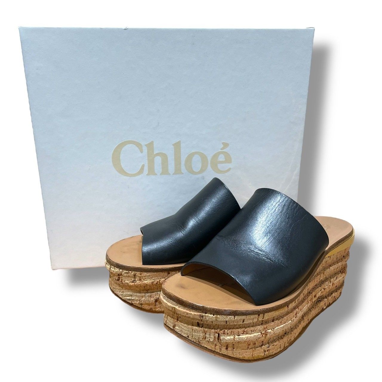 Chloe クロエ CH24561 ウェッジソールサンダル レディース ブラック 35