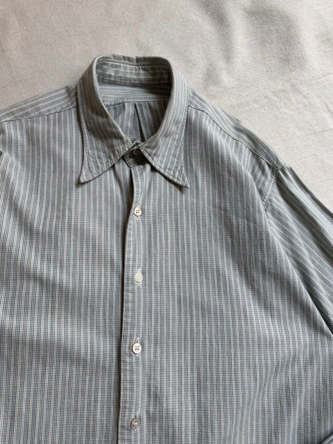 40s Euro vintage グランパ シャツ / コットン グリーン