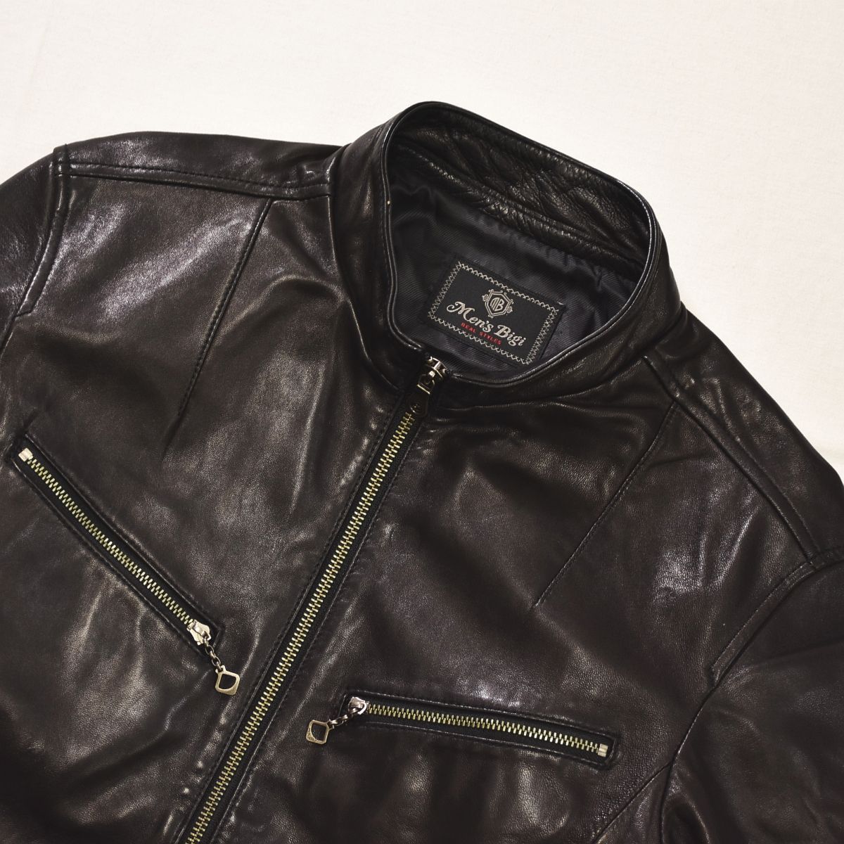 Men's BIGIのレザージャケット MEN'S BIGI｜スタンドカラーシングルライダース レザー