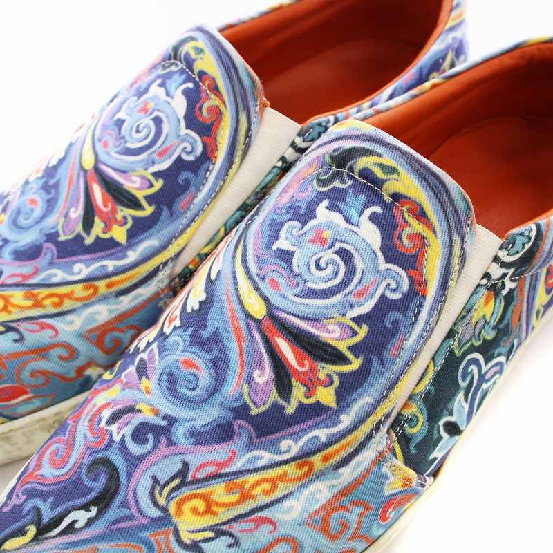国内発送 ETRO スリッポン 42 エトロ ETRO スリッポン 総柄 スニーカー 42 青 ブルー /☆G