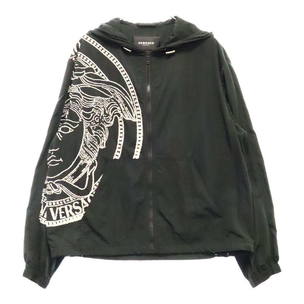 VERSACE (ヴェルサーチ) メデューサプリント ナイロンジップアップフーディ ジャケット ブラック A89342