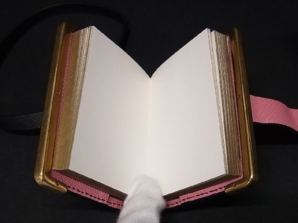 □極美品□ PRADA プラダ レザー メモ帳 ブック型 キーホルダー バッグ  