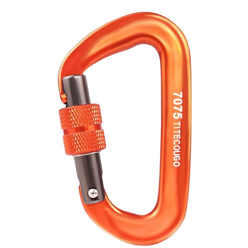 TITECOUGO 超軽量 耐荷重 12KN(1200kg) カラビナ 登山釦 多機能[キーホルダー・キャンプ・ハンモック など]5色、1個、2個、4個 Dロッキング?オレンジ 4 個