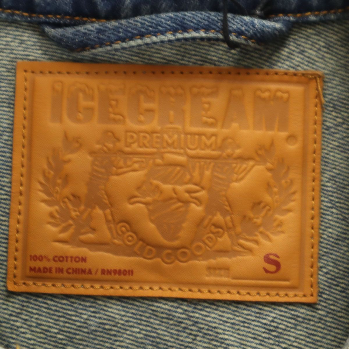 未使用 ICE CREAM アイスクリーム 骸骨 ダメージ加工 デニムジャケット