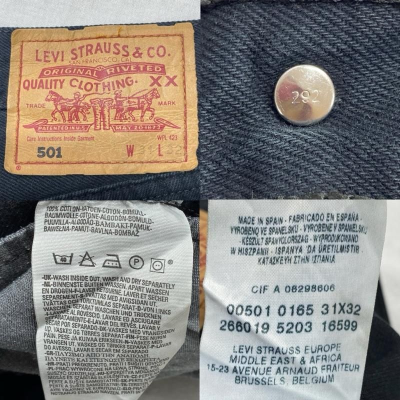 Levi's リーバイス パンツ デニム、ジーンズ 00501-0165 ユーロ EURO ブラックデニム スペイン製 W31 L32