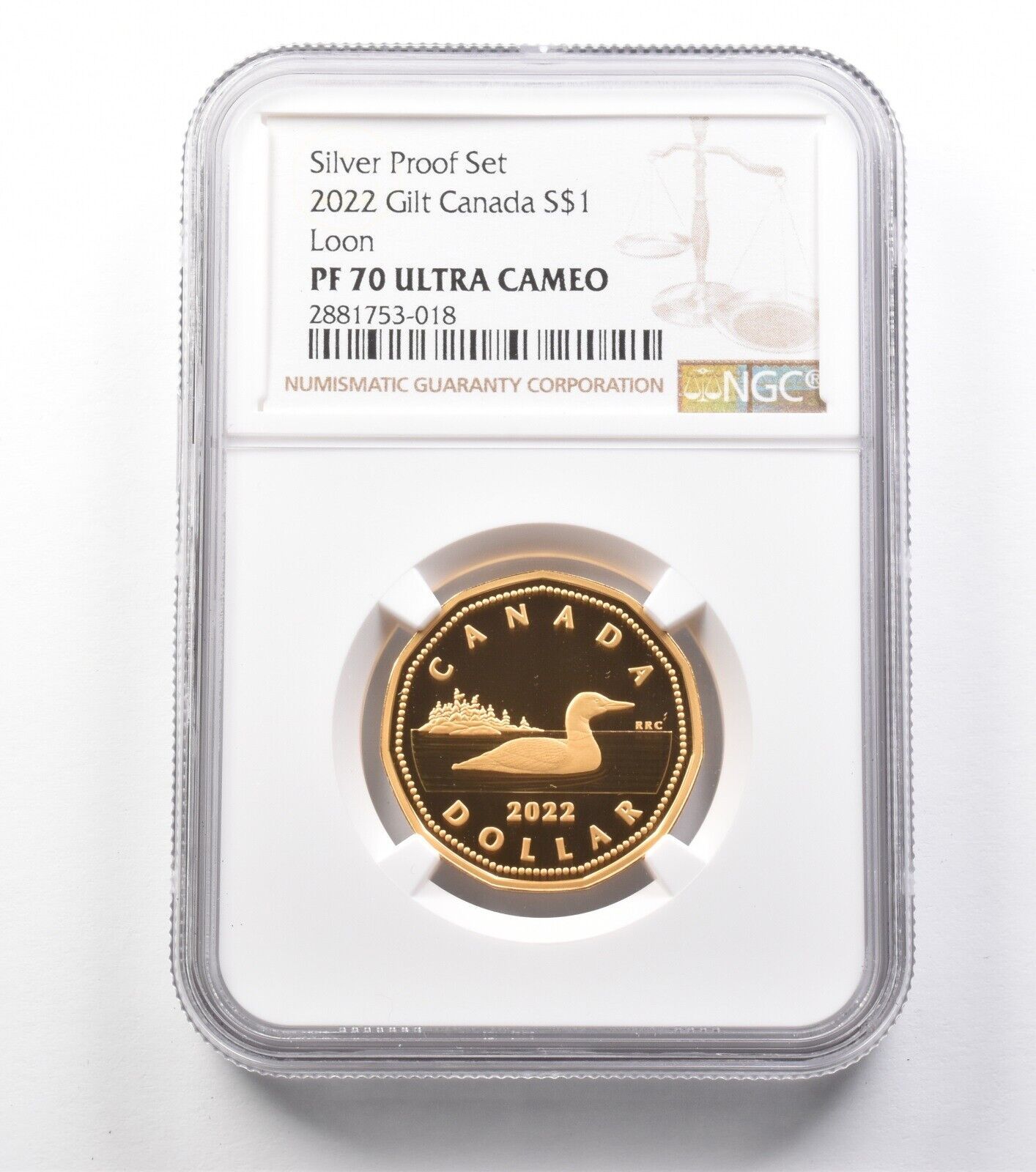 2025年 カナダ 1ドル金箔銀貨 プルーフセット ルーン PF70 UCAM NGC