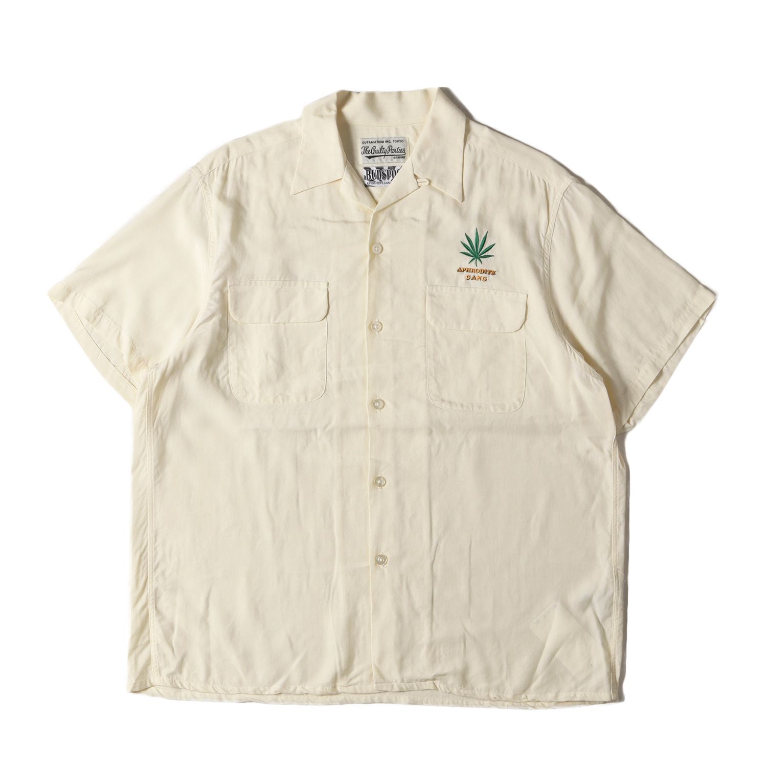 美品 WACKO MARIA ワコマリア シャツ サイズ:M 20AW 15周年記念 BUDSPOOL 舐達麻 オープンカラー 半袖シャツ 50S SHIRT アイボリー コラボ トップス カジュアルシャツ【メンズ】