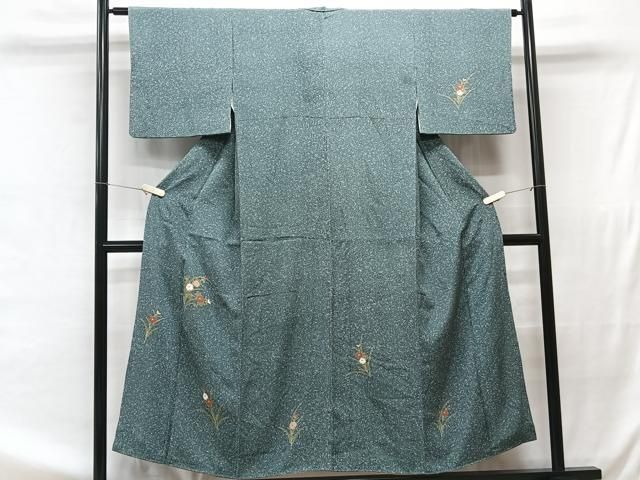 平和屋着物□訪問着 草花文 たたき染め 金彩 正絹 逸品