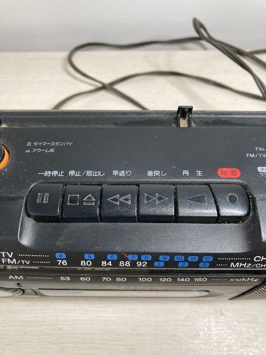D2P SONY ラジカセ CFM₋175TV 通電のみ確認済み ラジオカセットレコーダー 中古現状品 ブラック ソニー