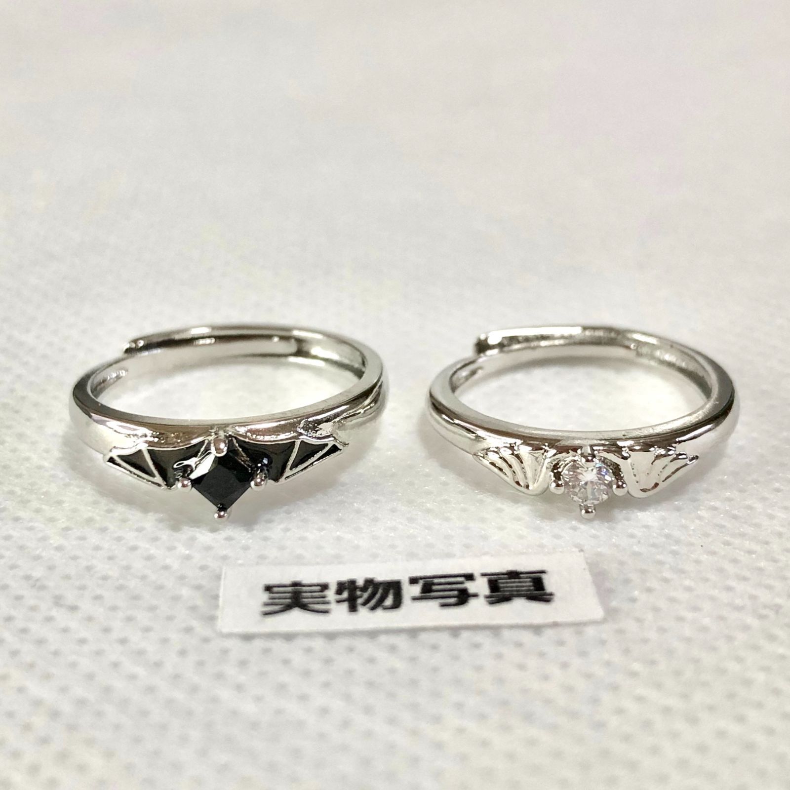 ペアリング 悪魔 天使 指輪 フリーサイズ 翼 ツバサ つばさ