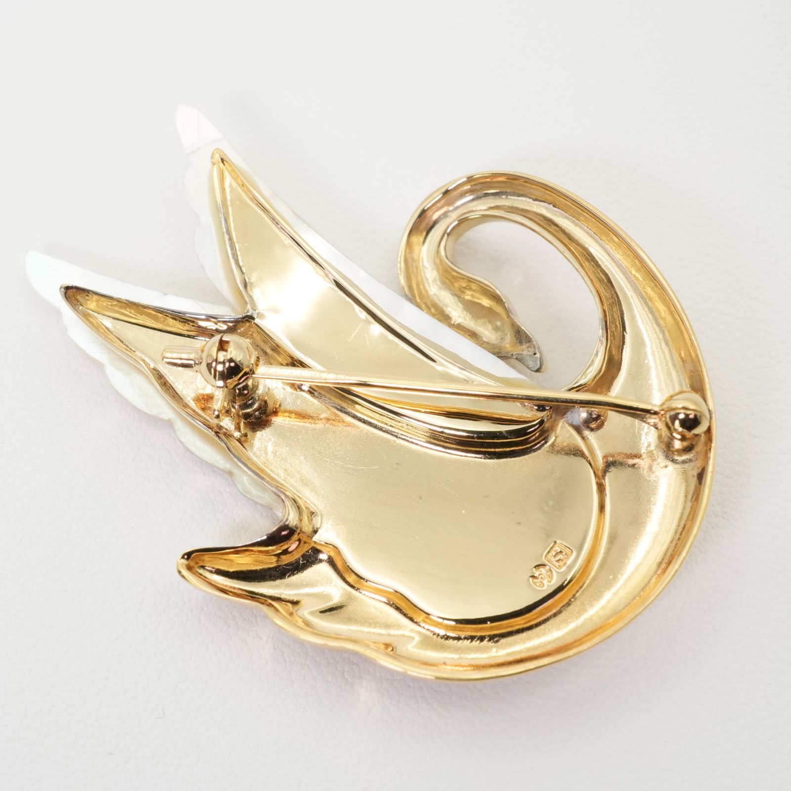 【美品】タサキ　田崎　ブローチ　スワン　白鳥　パール　フォーマル　ゴールド 美品】タサキ 田崎 ブローチ スワン 白鳥 パール フォーマル