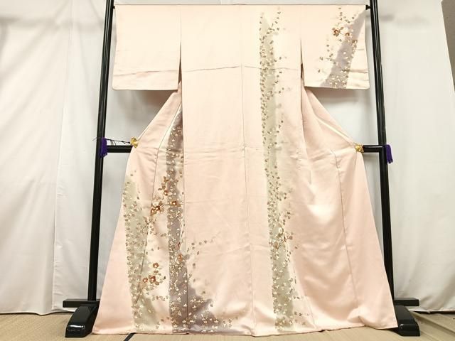 平和屋着物＃羽織 総刺繍 枝花文 黒地 正絹 逸品 CAAT5660id