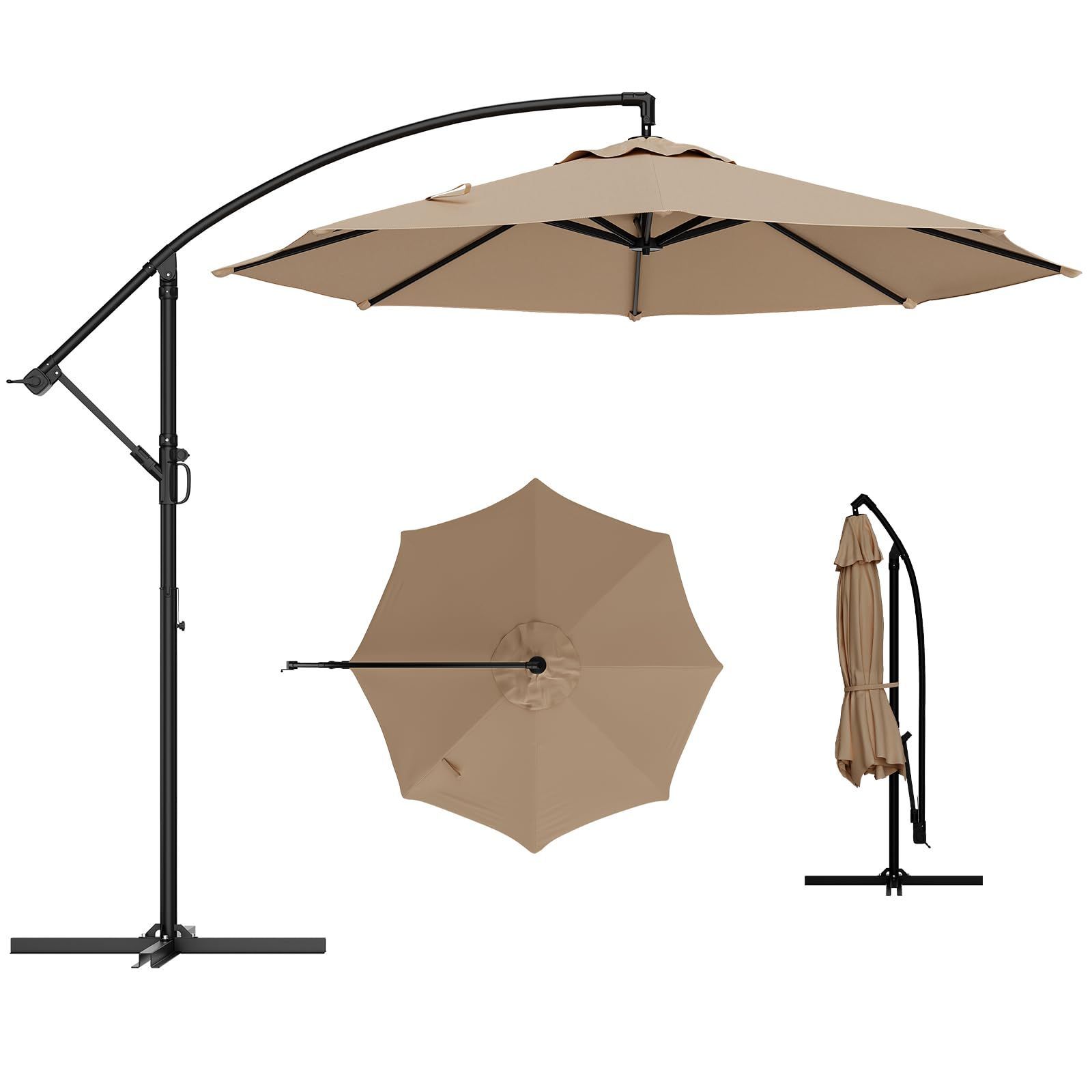 Litake パラソル ガーデンパラソル 300cm 大型 ハンギングパラソル 風に強い 360°回転 角度調節 日よけ 撥水 UV加工 ビーチパラソル 庭 カフェ テラス 日傘 アウトドア 商業利用