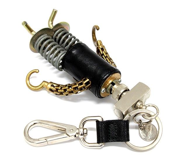 プラダ PRADA ロボットチャーム バッグチャーム キーリング キーホルダー サフィアーノレザー×メタル 黒系 72037