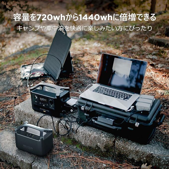 EcoFlow ポータブル電源 RIVER Pro専用容量拡張バッテリー 720Wh 付け替え簡単 RIVER Proポータブル電源(720Wh)と接続させて容量を倍増(1440Wh) 車中泊 キャンプ 停電対策 防災グッズポータブル電源専用