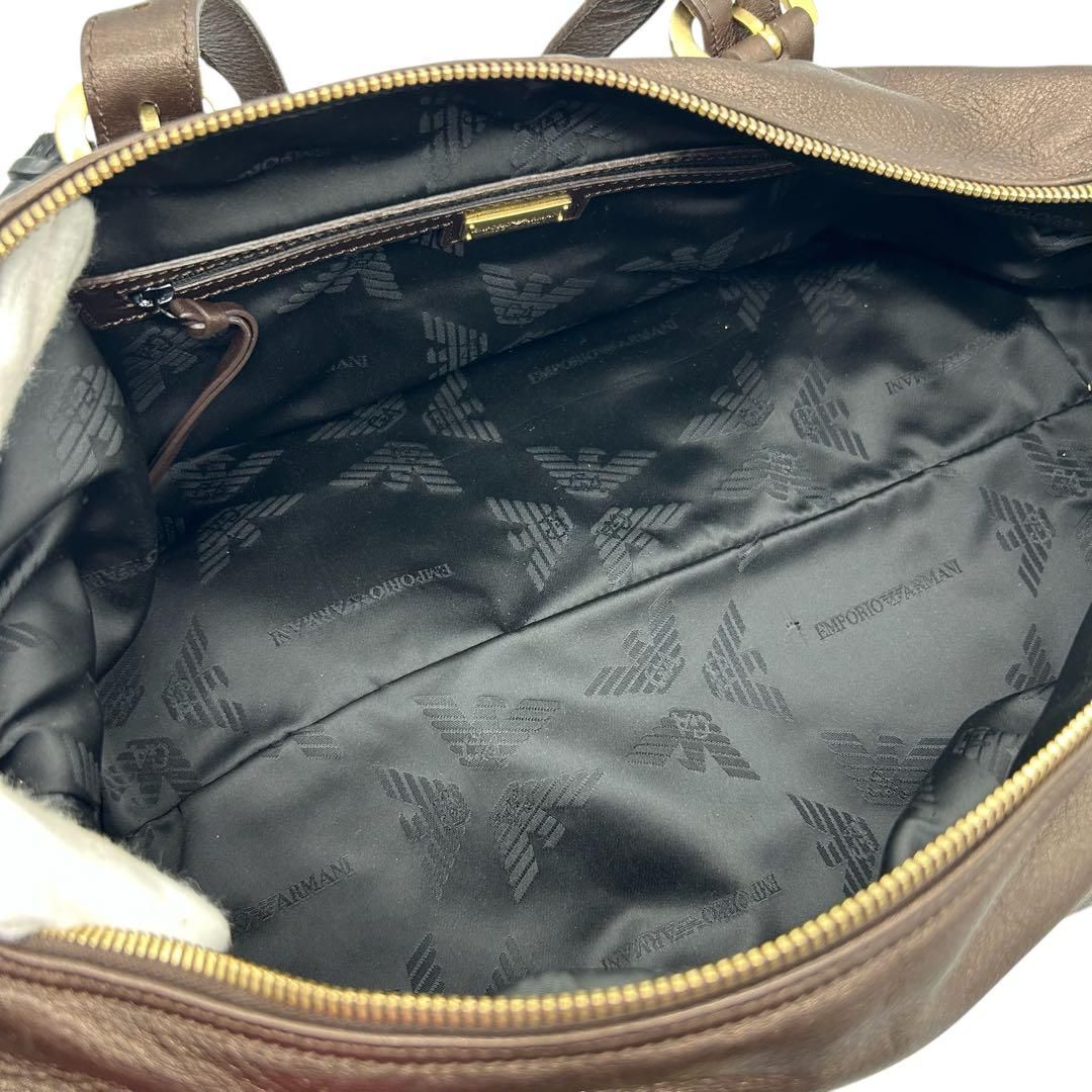 良品 1776 EMPORIO ARMANI ボストンバッグ ブロンズ レザー 良品 1776 EMPORIO ARMANI ボストンバッグ ブロンズ レザー