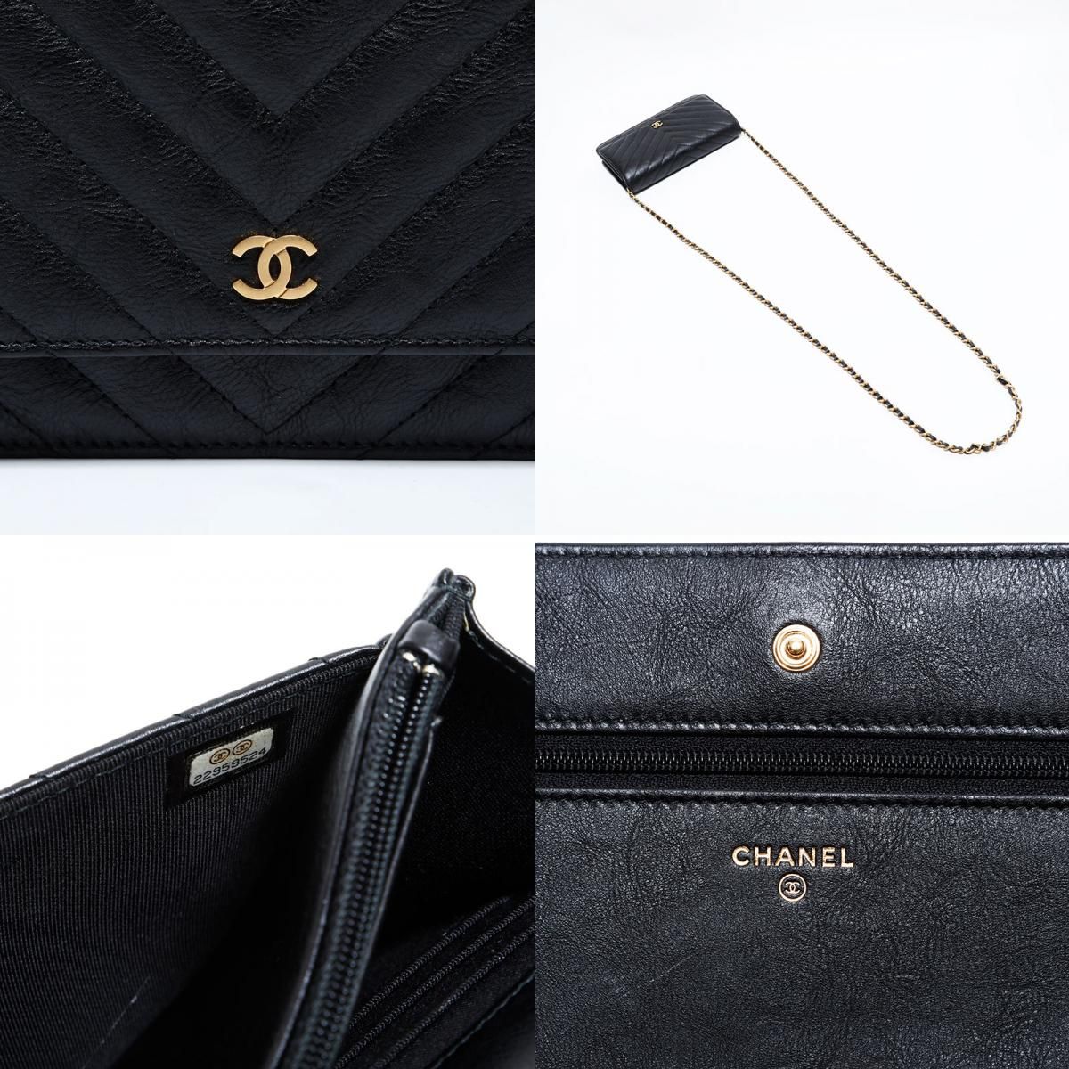 CHANEL シャネル ショルダーバッグ シェブロン レザー 22番台 チェーン 