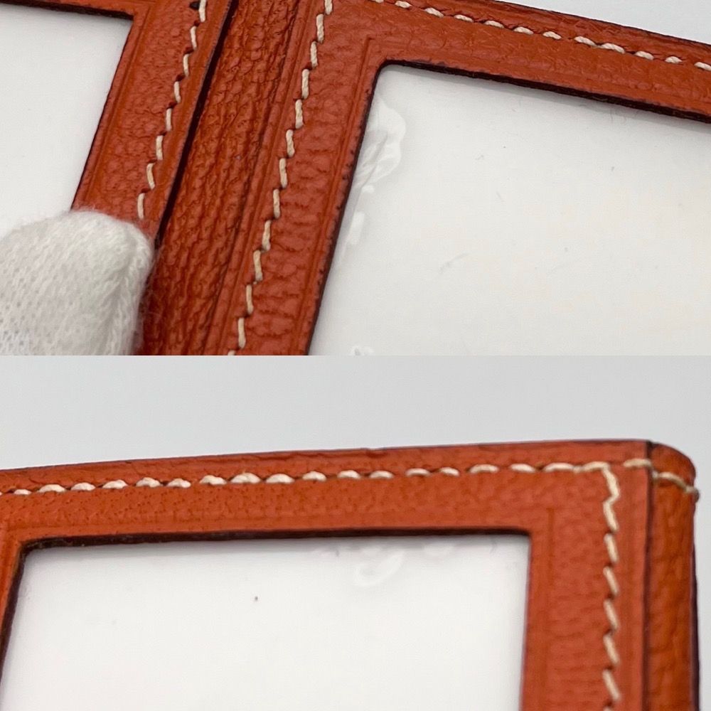 USED エルメス ミニ フォトフレーム エルメス)ミニフォトフレーム☆写真2枚用バイオレット (HERMES