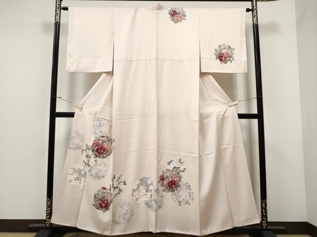 平和屋着物○訪問着 型染め 花唐草文 正絹 逸品 AAAV9402ph