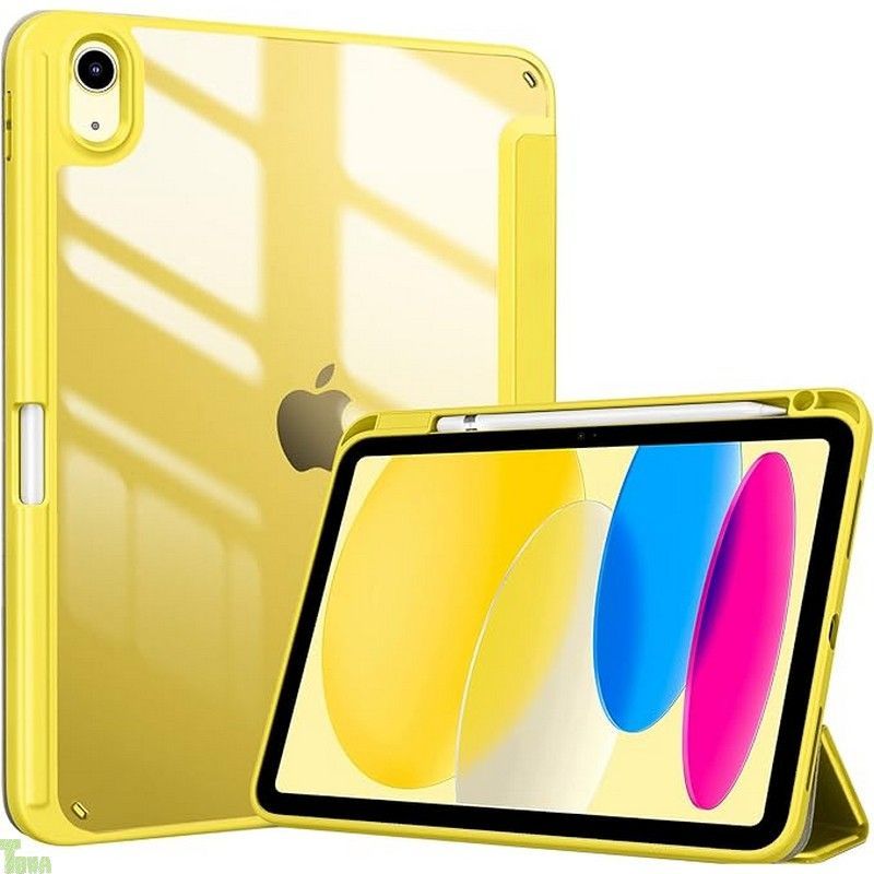 ProCase iPad 11世代/10世代 ケース iPad（A16）11インチ 2025/10.9インチ 2022通用 A2696 A2757 A2777 ペン収納 耐衝撃 三つ折り スタンド スマートカバー（イェロー）