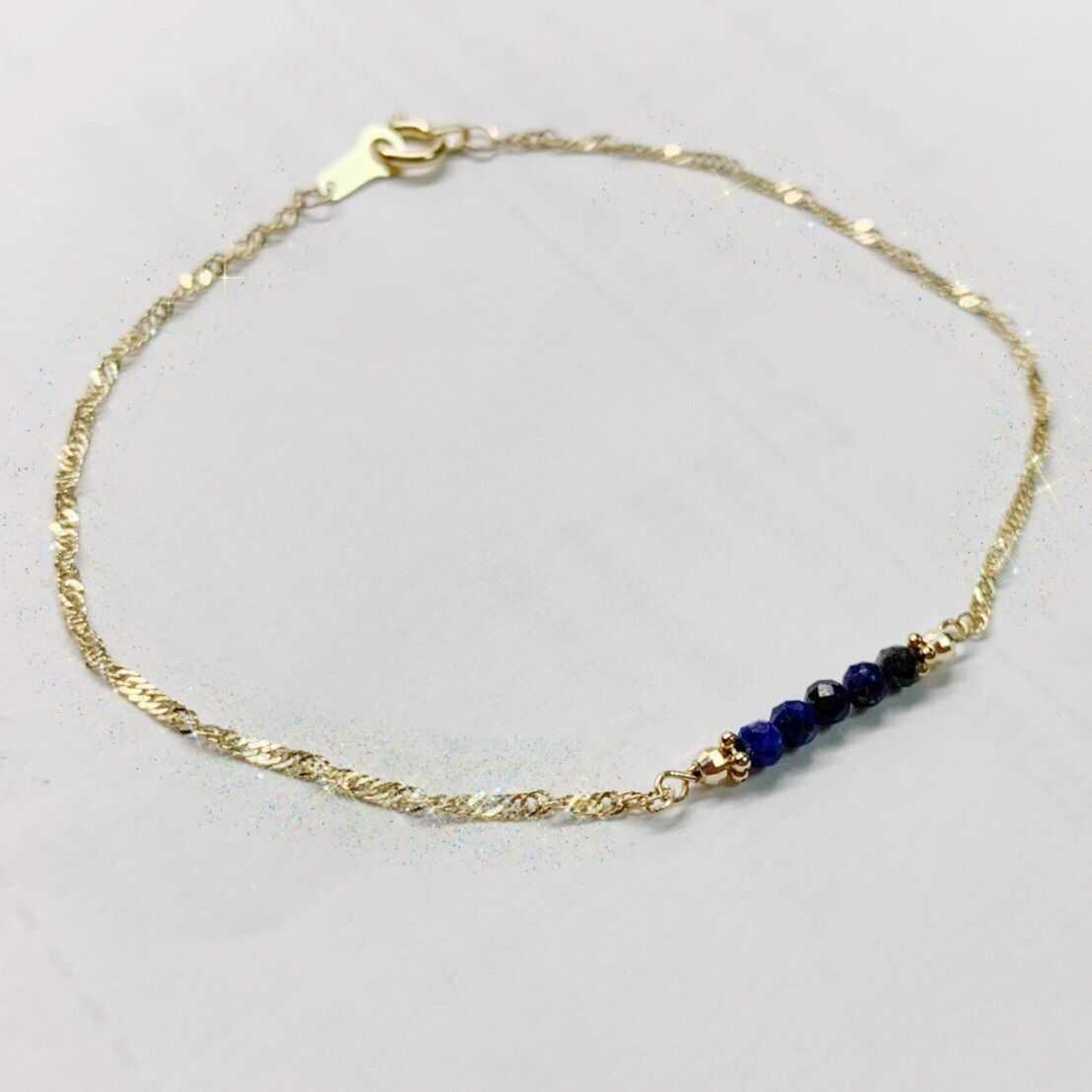 K18 18金 ラピスラズリ ブレスレット アンクレット - メルカリ 