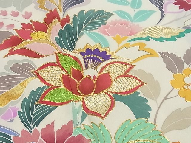 平和屋本店●極上　創業460年・千總　振袖・長襦袢セット　駒刺繍　更紗花唐草文　金彩　半衿刺繍　逸品4s316 楽天市場】平和屋本店○極上 創業460年・千總 振袖・長襦袢セット 駒