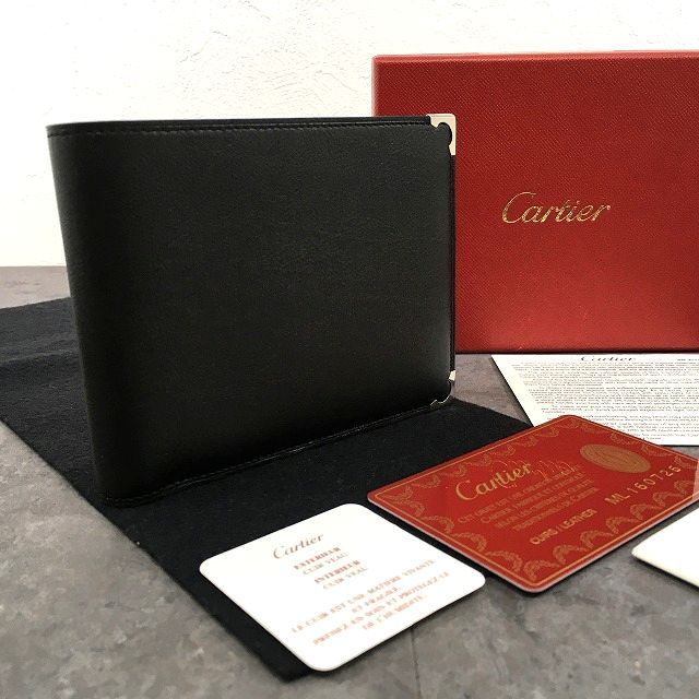 234 送料込み ♥品 Cartier 二つ折り財布 L3000595 ブラック き