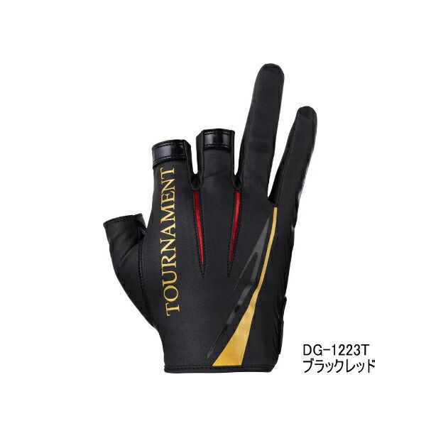 ≪ 23年10月新商品 ≫ ダイワ トーナメントグローブ 3本カット DG-1223T ブラックレッド Lサイズ