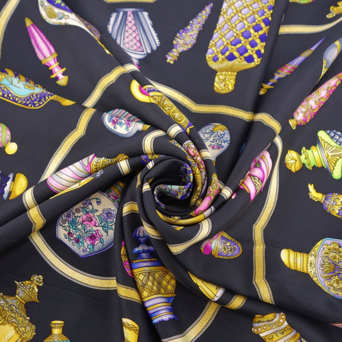 エルメス カレ90 Quimporte Le Flacon 香水瓶 スカーフ イエロー マルチカラー シルク レディース HERMES