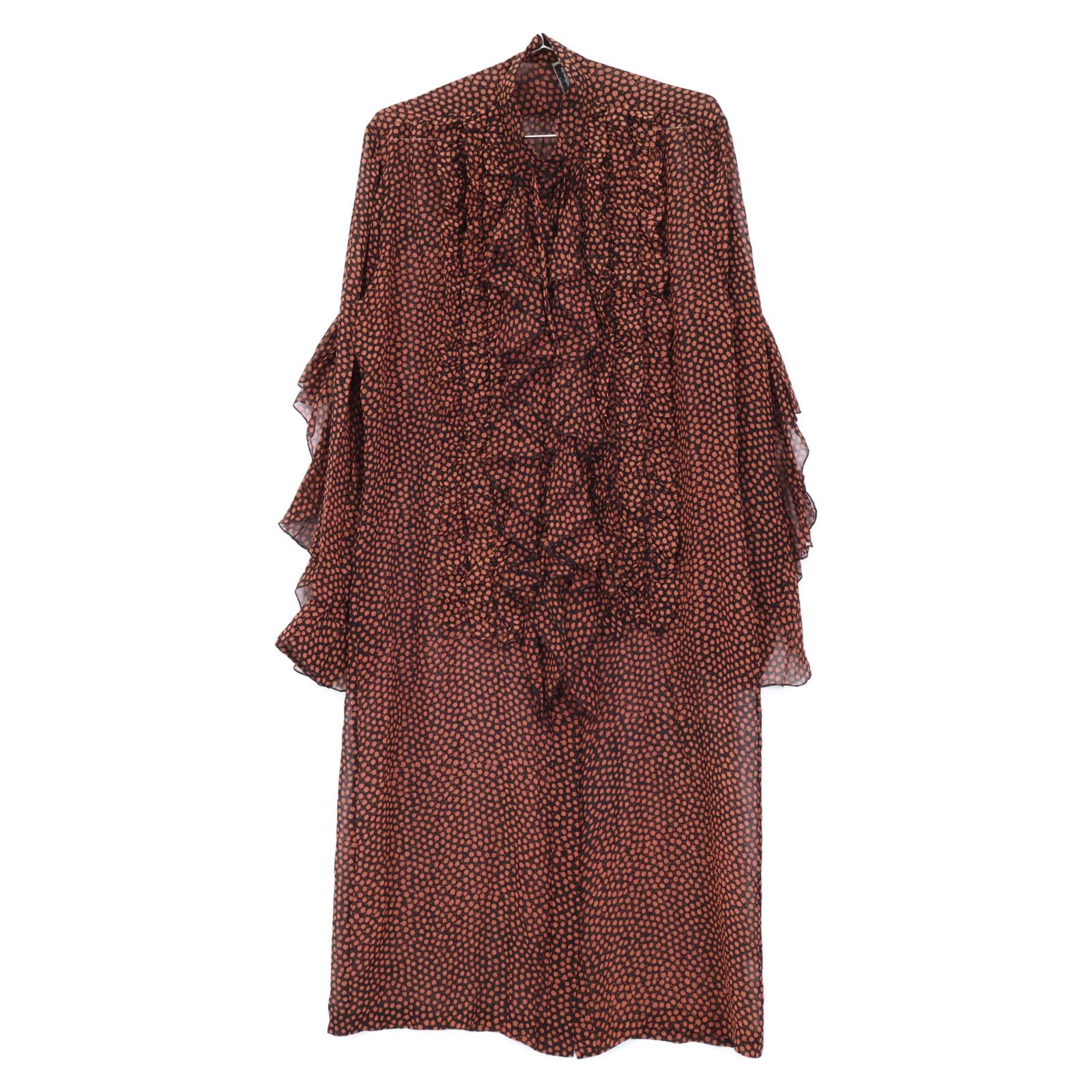 DRIES VAN NOTEN ドリスヴァンノッテン シルク100 総柄スタンド シャツワンピース 36