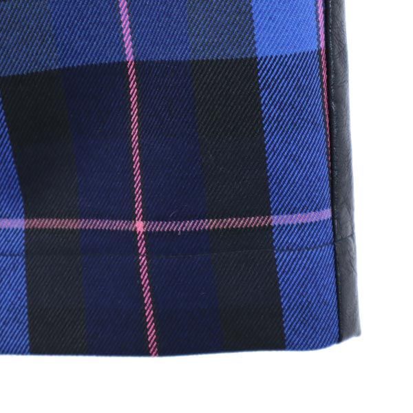 未使用 ブティックモスキーノ ミディ丈 フェイクレザー スカート I 38 青系 BOUTIQUE MOSCHINO 切替 レディース 未使用 ブティックモスキーノ ミディ丈 フェイクレザー スカート I 38