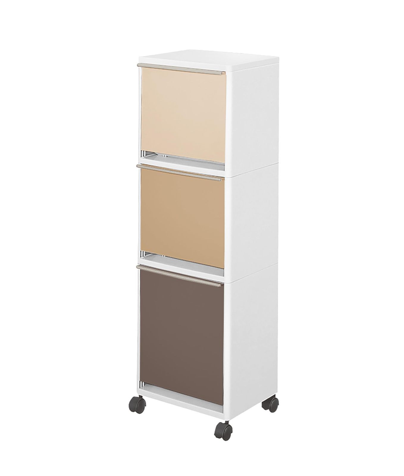 商品 ワイド 縦型 ワゴン 12.5L×12.5×18L 3分別 分別 幅33.5×奥行27.5×高さ99.0cm フタ付 ゴミ箱 ブラウン アスベル