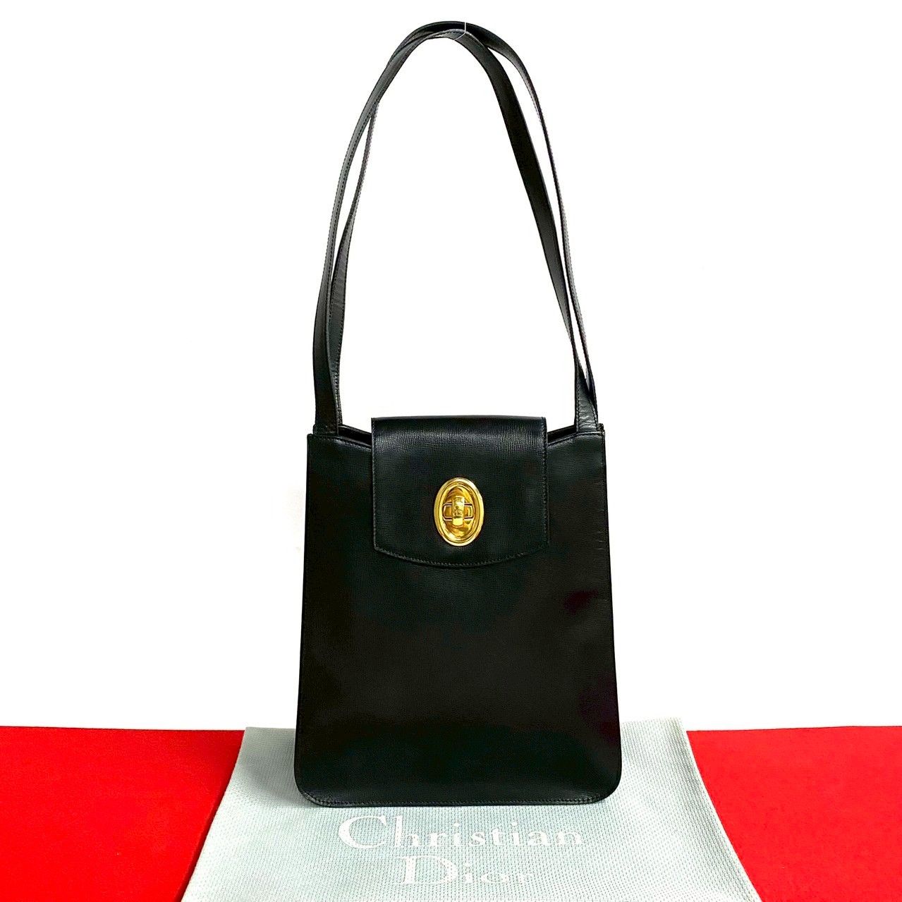 極 美品 Christian Dior ディオール ヴィンテージ CD ロゴ 金具 レザー 