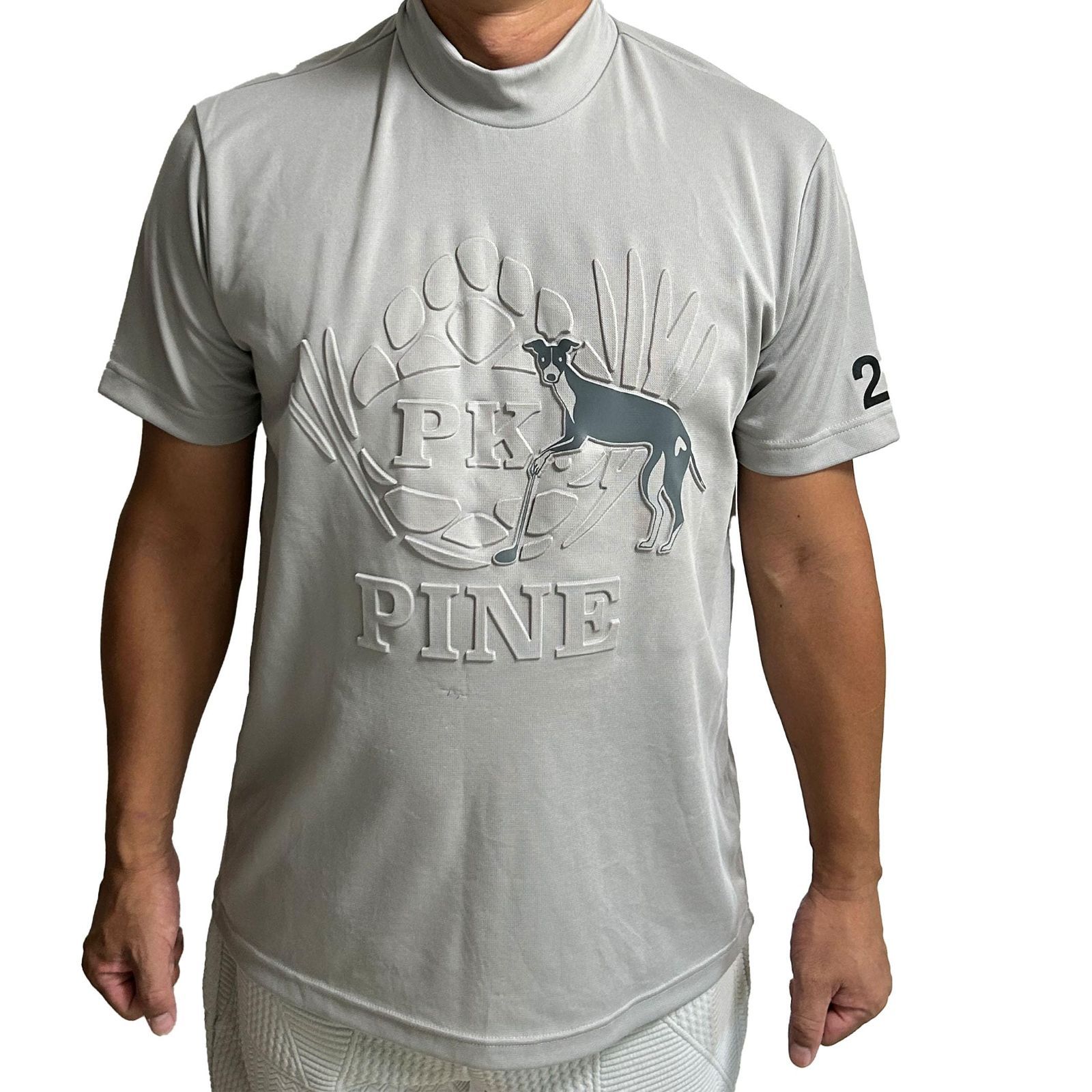 XL_グレー PK. PINE ゴルフウェア ゴルフ Tシャツ スウェットTシャツ モックネック 半袖 メンズ 吸水速乾 元プロ野球選手も愛用 XL グレー
