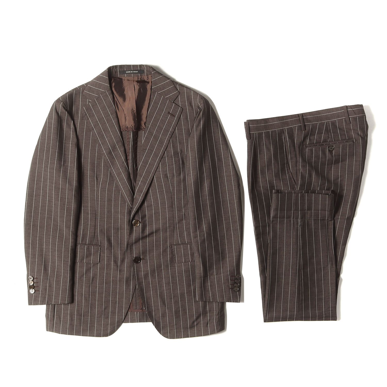 TAGLIATORE タリアトーレ Lanificio Cerruti セットアップ サイズ:各46/7R / ピンストライプ ウール/モヘヤ/シルク スーツ セットアップ / ブラウン / イタリア製 / フォーマル オフィス カジュアル【メ