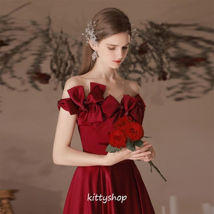 新品・未使用】シンプルオシャレなベロア生地のオフショル イブニング