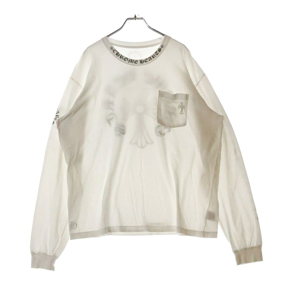 CHROME HEARTS ホワイト長袖カットソー Chrome Hearts - クロムハーツ CHROME HEARTS ネックロゴ CH