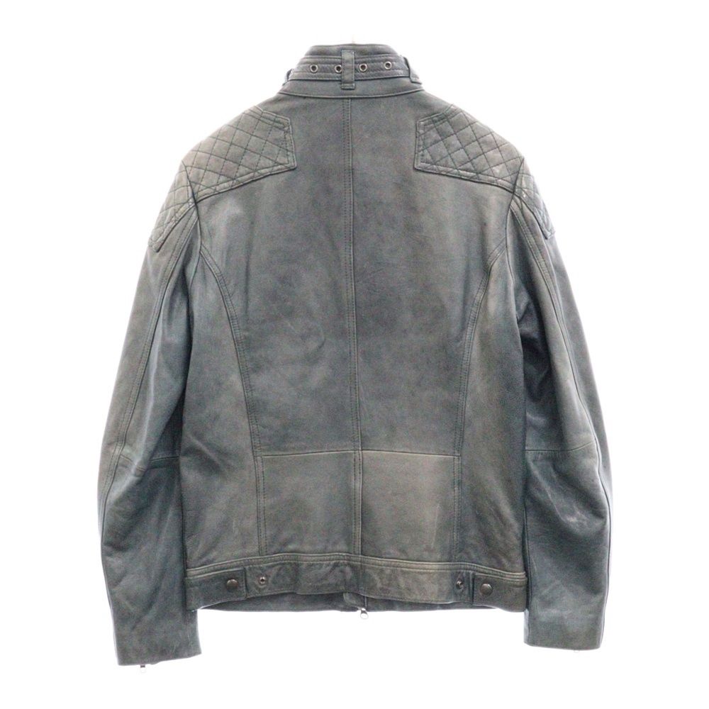 EDGE RUPERT レザーシングルライダースジャケット ダークグリーン