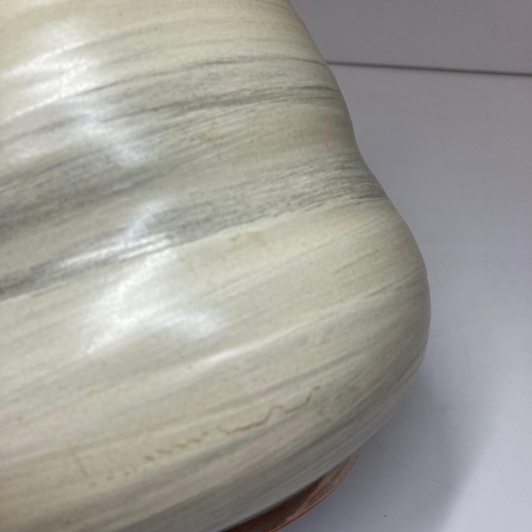 松南 申相浩 刷毛目水指 宗完書付 共箱 高さ18.5㎝ 東Y5-1229①