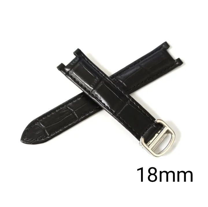 18mm 腕時計 凹型 ベルト ブラック 黒 Dバックル 防水仕様 【対応】 カルティエ パシャC/35 Cartier