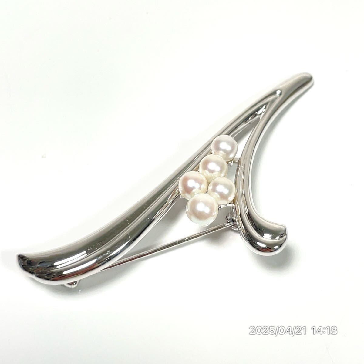 MIKIMOTO シルバー ブローチ パール付き MIKIMOTO ミキモト 花束 パール 真珠 ブローチ シルバー