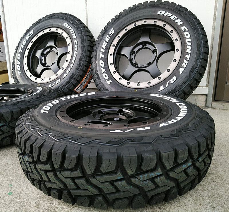 取付ナット付 4本セット ジムニー タイヤホイールセット TOYO OPENCOUNTRY RT 185 85R16 ホワイトレター 16インチ BDX05 マットブラック