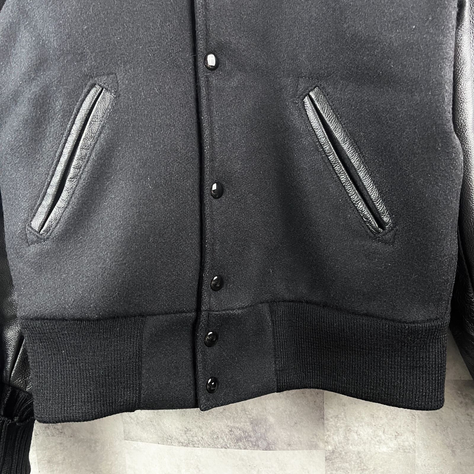 USA製 SKOOKUM アワードジャケット 袖レザースタジャン ブラック 34ジャケット・アウター