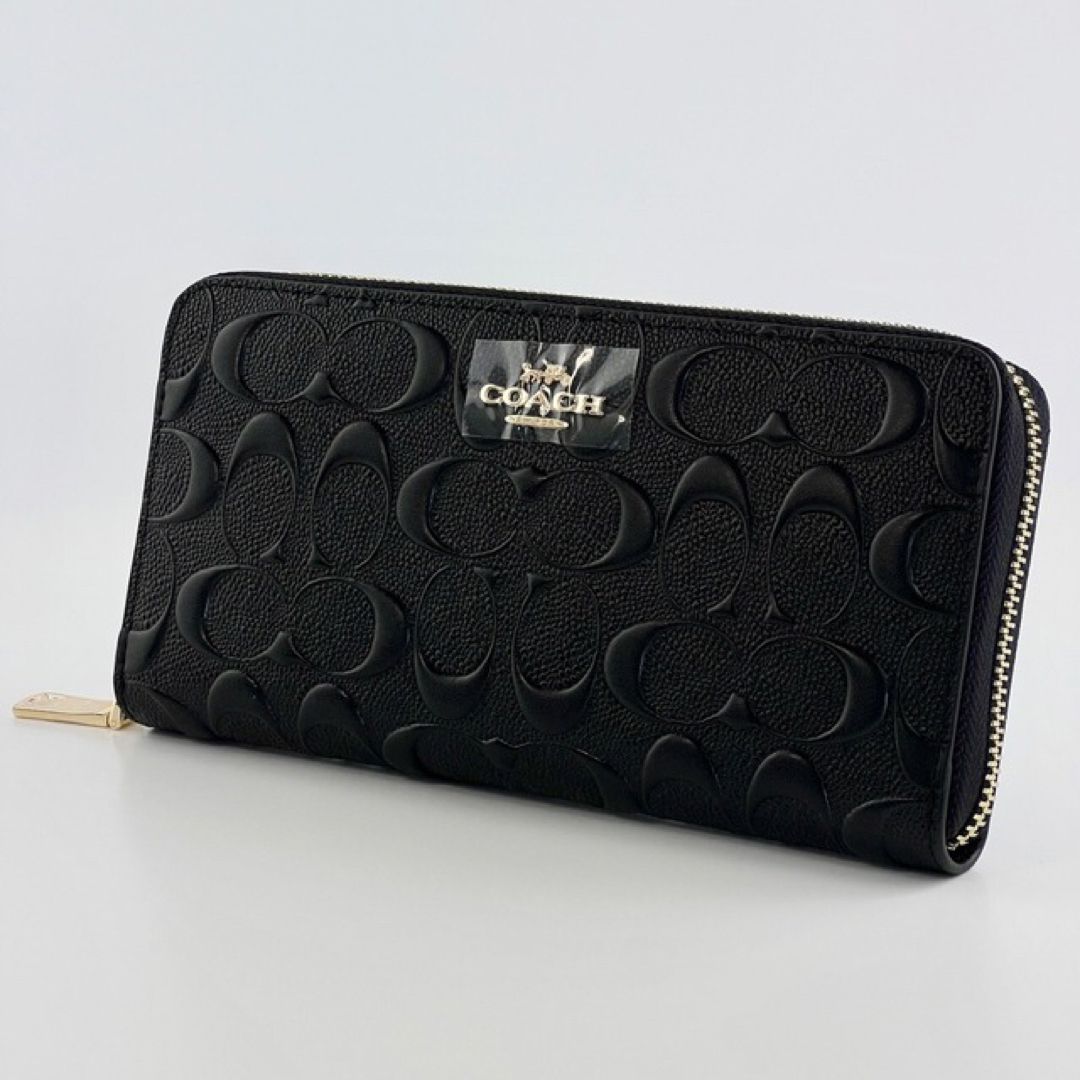 コーチ 新品 財布 シグネチャー 形押し レザー ブラック COACH F74918 型押しレザー C コーチ 財布 長財布 シグネチャー メンズ レア COACH