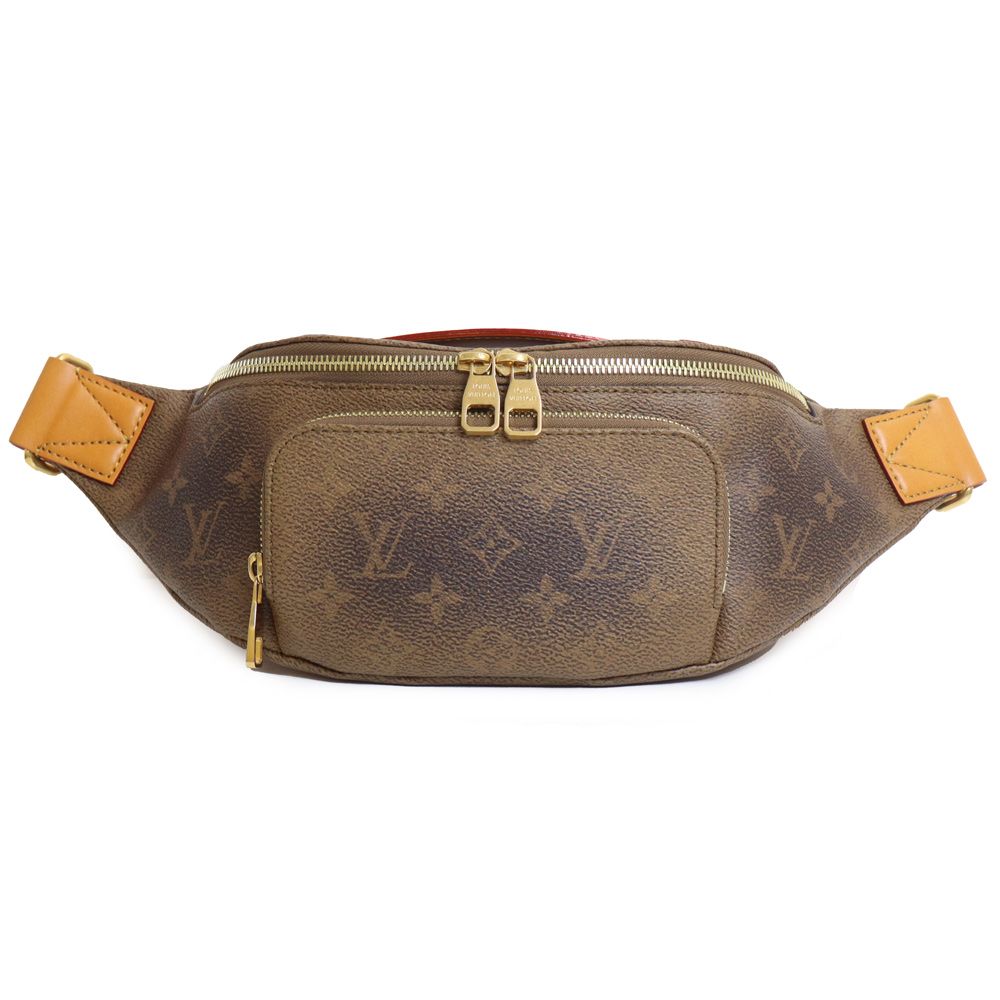 【マクラ】Louis Vuitton ボディバッグ ブラウン キャンバス ルイ ヴィトン ラッシュ バムバッグ ボディバッグ 斜め掛け モノグラム